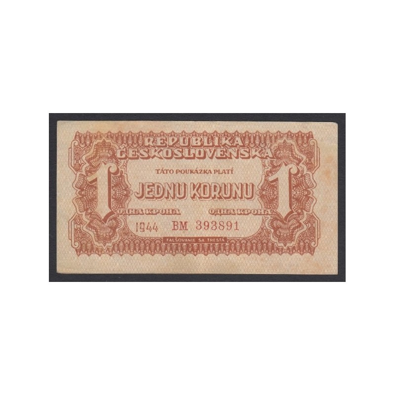 Csehszlovákia, 1 koruna 1944 VF+
