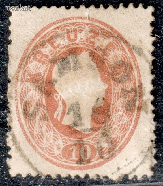 1861 OPM 10kr SÁMSON bélyegzés Hajdú Gudlin E2.2 / 300 p (d54)