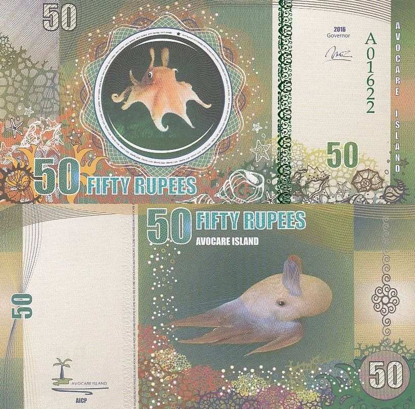 Avocare sziget 50 rúpia 2016 UNC Polip