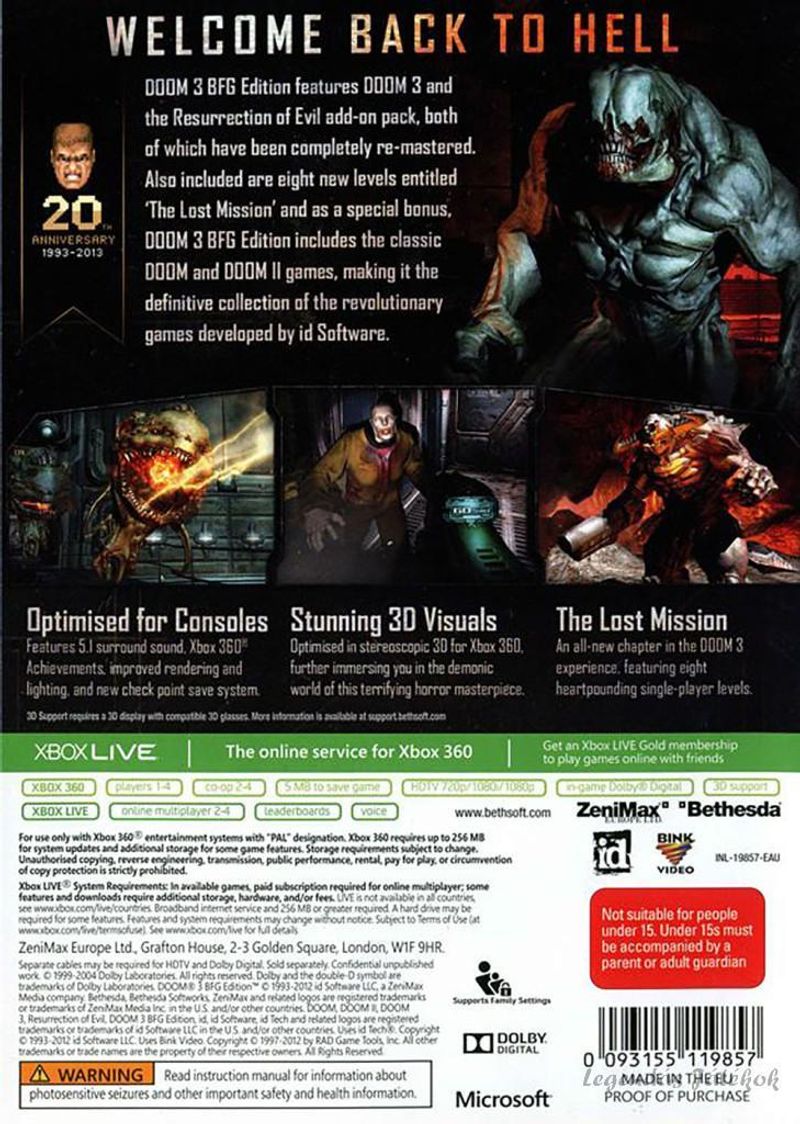 Doom3: BFG Edition Xbox360 játék