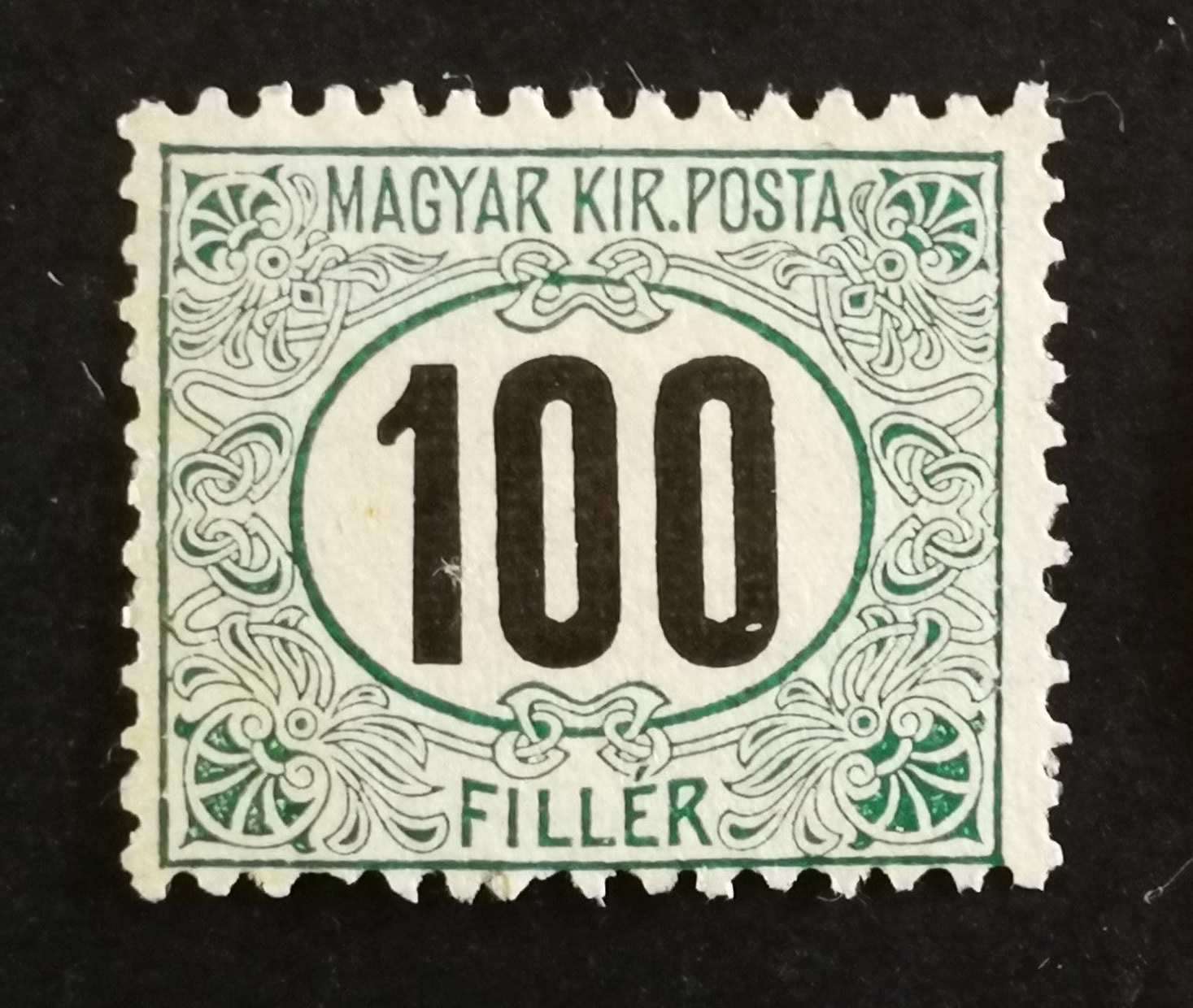Magyarország 1905 Zöldportó 100 F gumi nelkul falcos