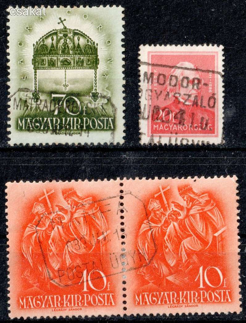1930+ postaügynökség bélyegzések MÁNFA + SOMODOR- / SOMOGYASZALÓ +  MÁTRADERECSKE MPPFB 40p (d30)