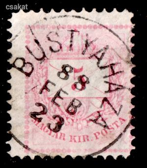 1881 színesszámú krajcáros szép BUSTYAHÁZA bélyegzés Kárpátalja Ukraine Gudlin E3.20 / 80p (c69)