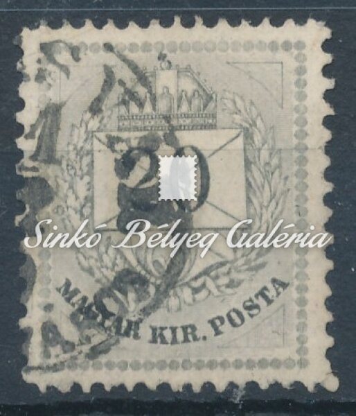 1874. Színesszámú krajcáros 20kr bélyeg
