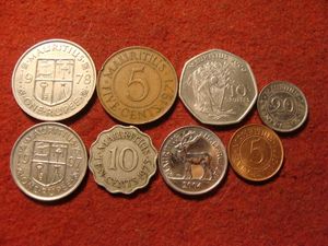 Mauritius 8 féle érme egyben