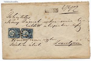 1871-es Réznyomatos 10 Krajcár pár levélen SZATMÁR bélyegzés