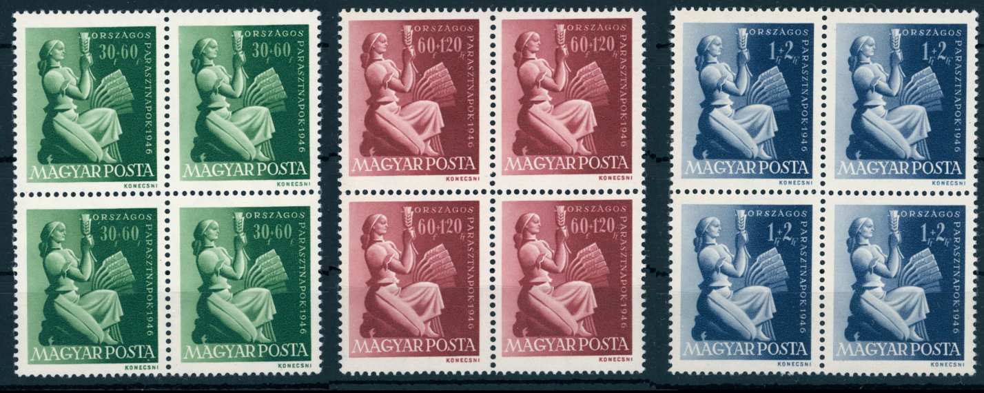 1946 PARASZTNAPOK postatiszta ** sor négyestömbökben PHu 13.200 Ft (e71)