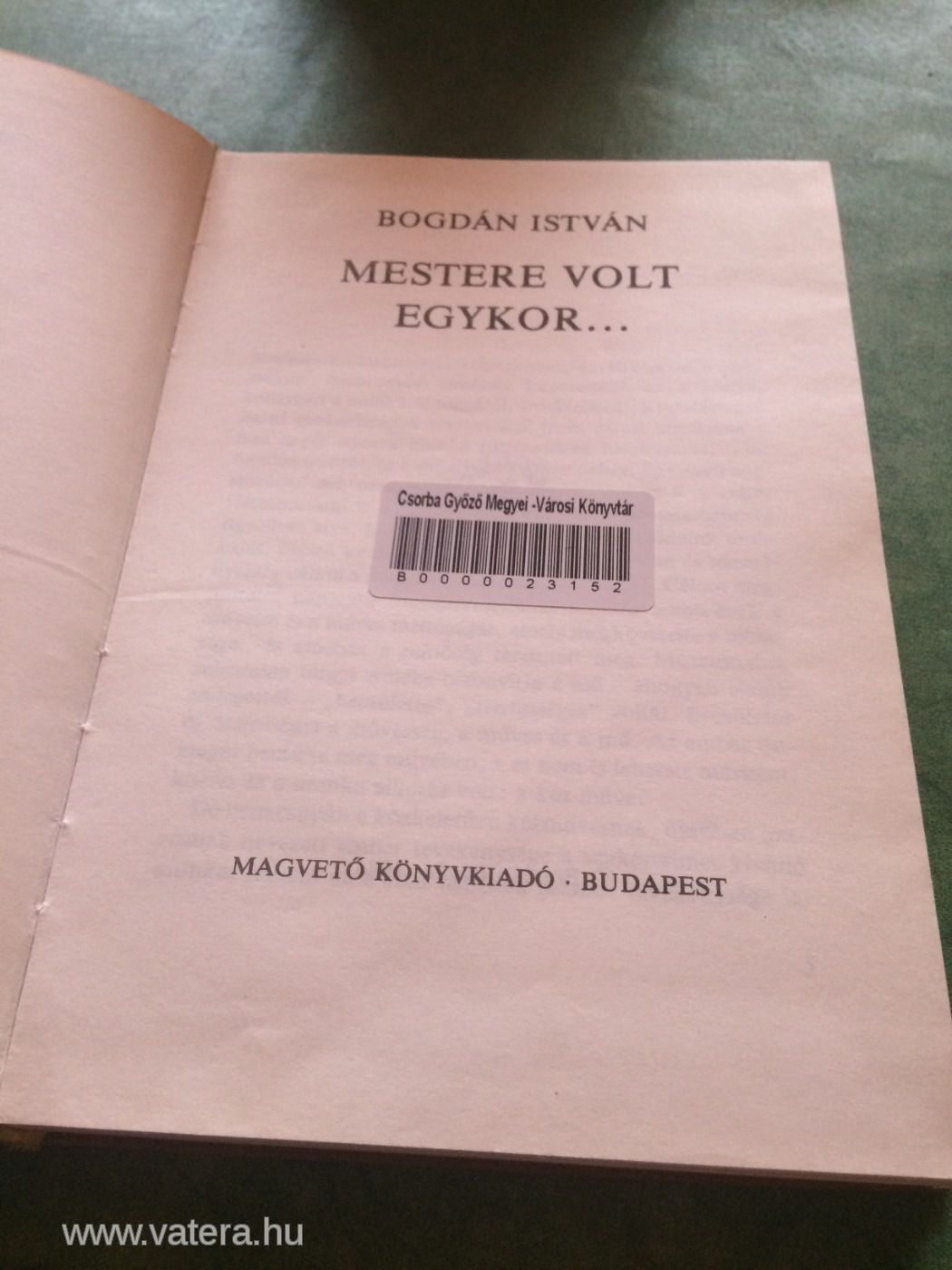 BOGDÁN ISTVÁN: MESTERE VOLT EGYKOR
