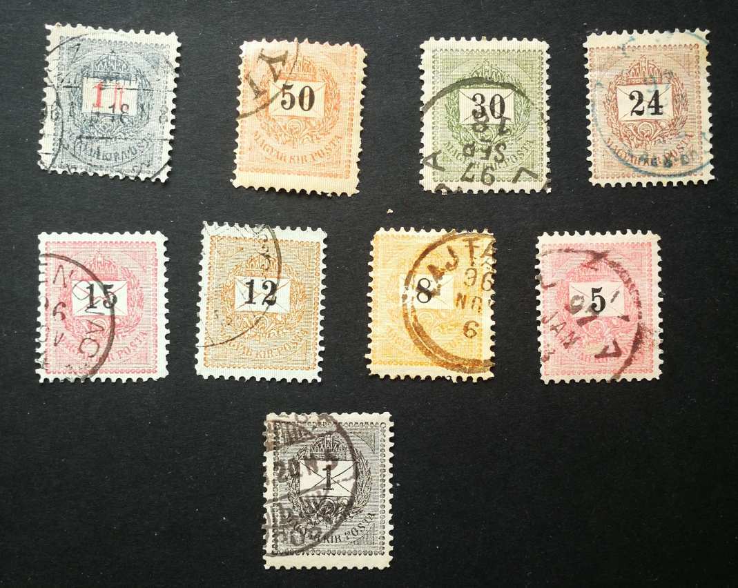 Magyarország 1889/90 Feketeszámú krajcáros 9 érték B11 1/2 H