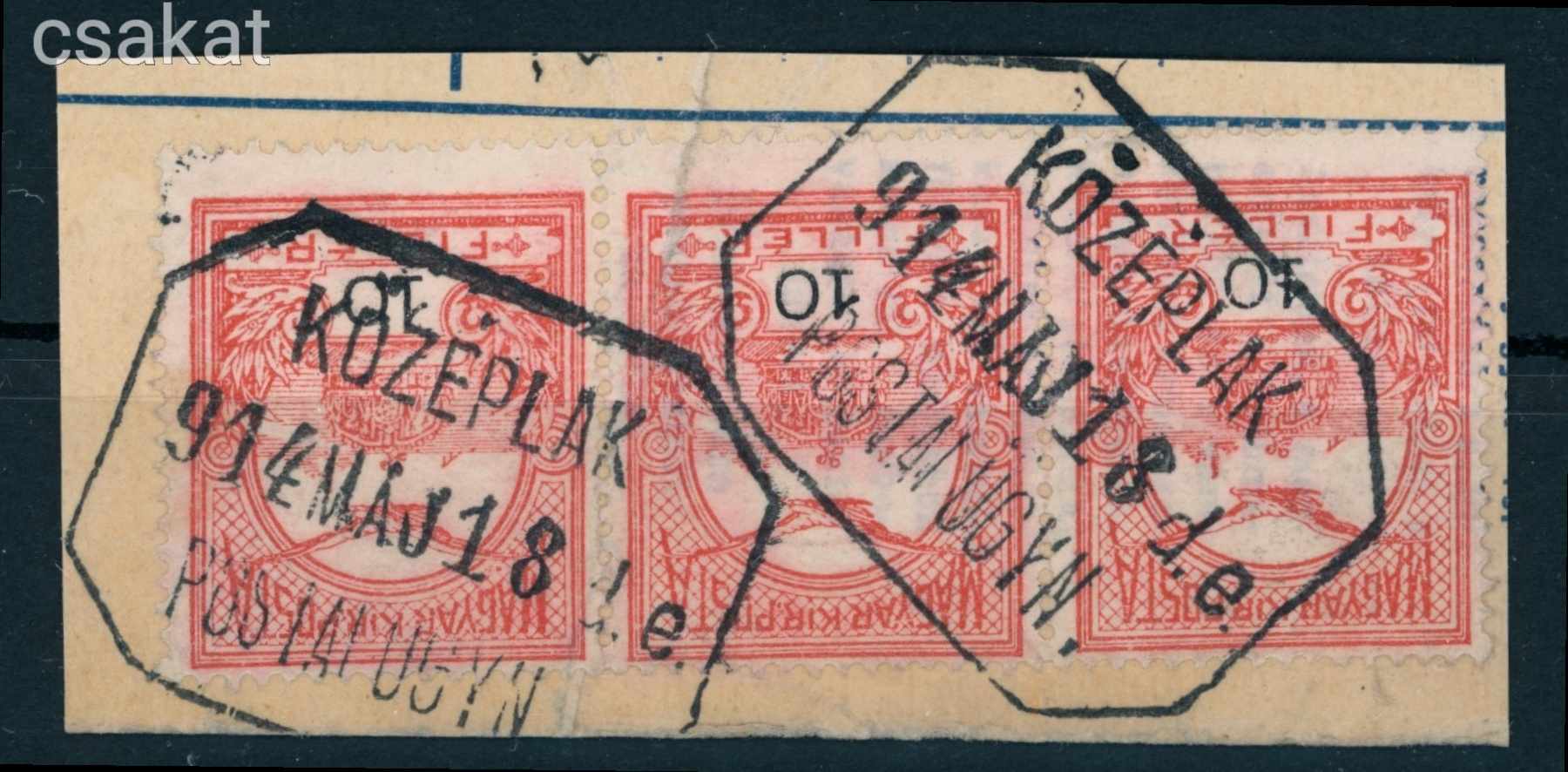 1913 turul ritka KÖZÉPLAK lebélyegzés Kolozs Romania MPPFB 500 pont  (e40)