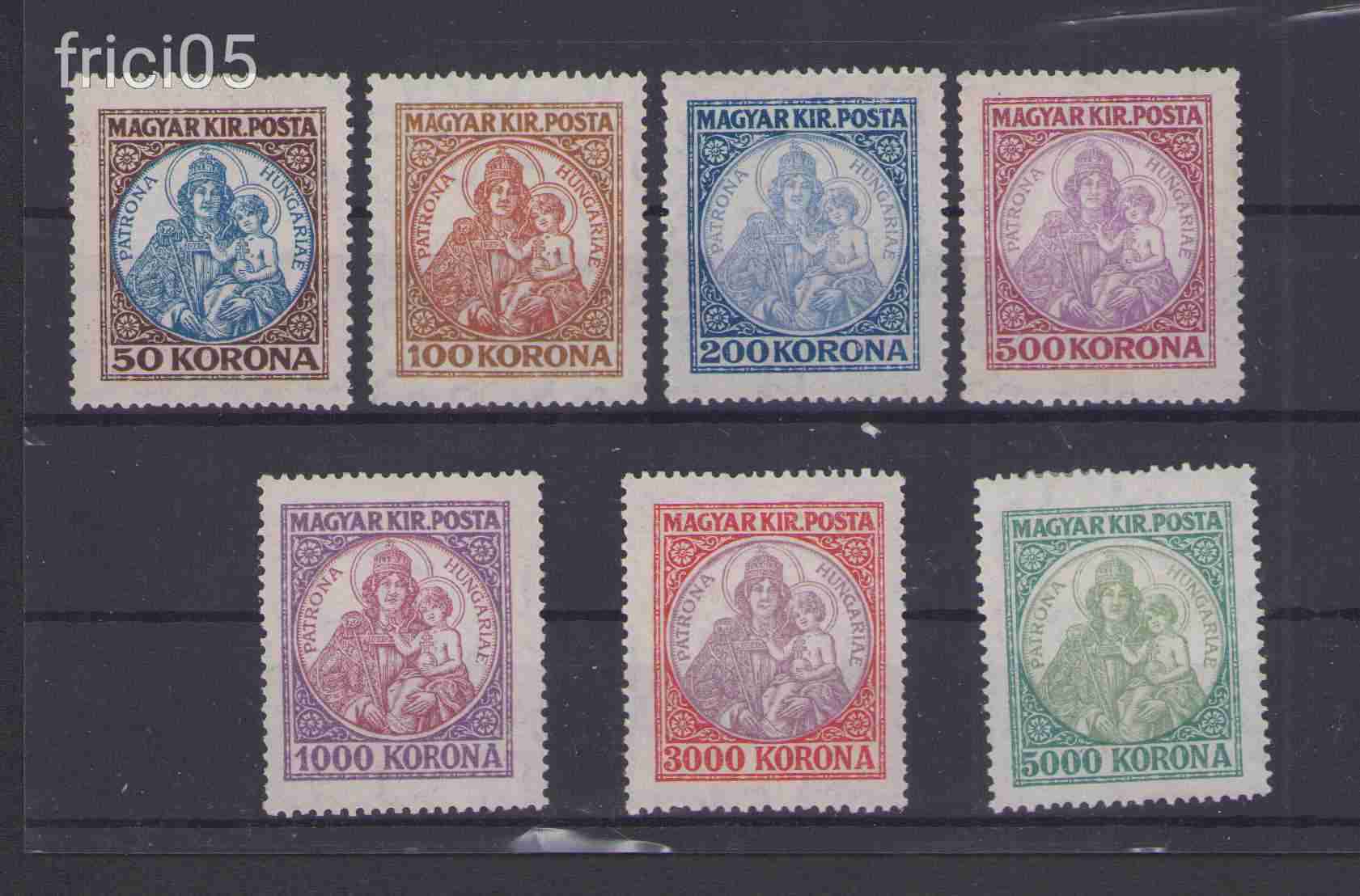 1921/25, Koronás Madonna, hiányos postatiszta, részben falcos sor