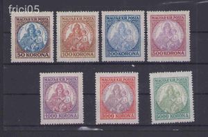 1921/25, Koronás Madonna, hiányos postatiszta, részben falcos sor