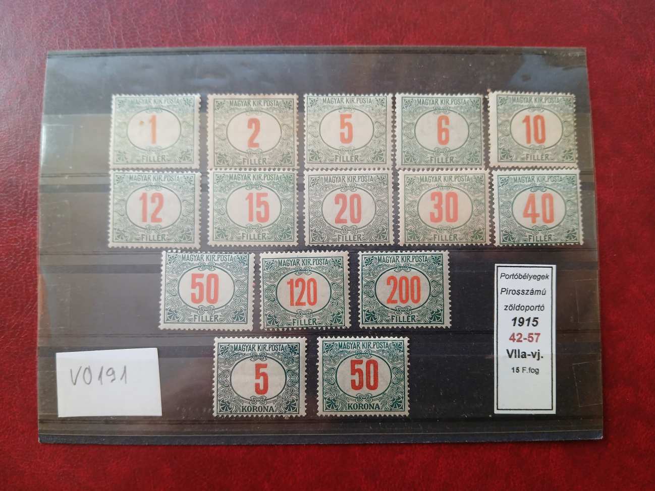 V0191 Magyar bélyeg 1915 42-57 eredeti gumirozás postatiszta