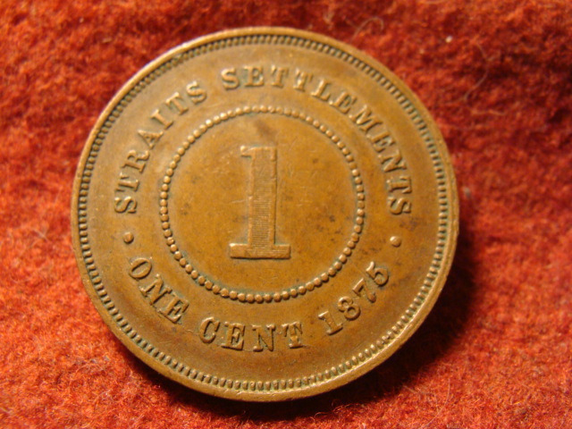 Straits Settlements réz 1 cent 1875 nagyon szép