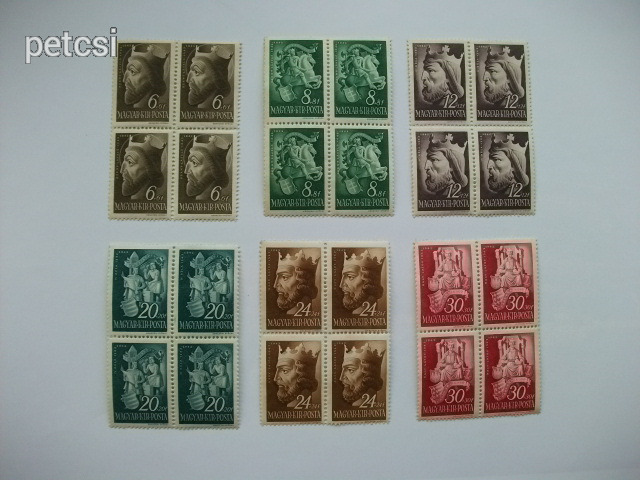 Magyar bélyeg / bélyegsor királyok 1942 4-es tömb / négyes tömb 2.
