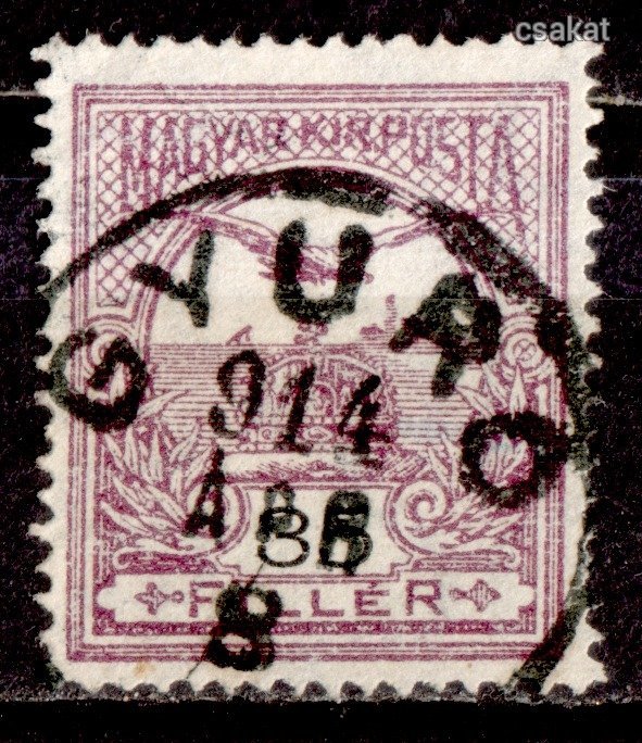 1913 turul GYURÓ lebélyegzés Fejér Gudlin E3.20 / 50 pont (c26)