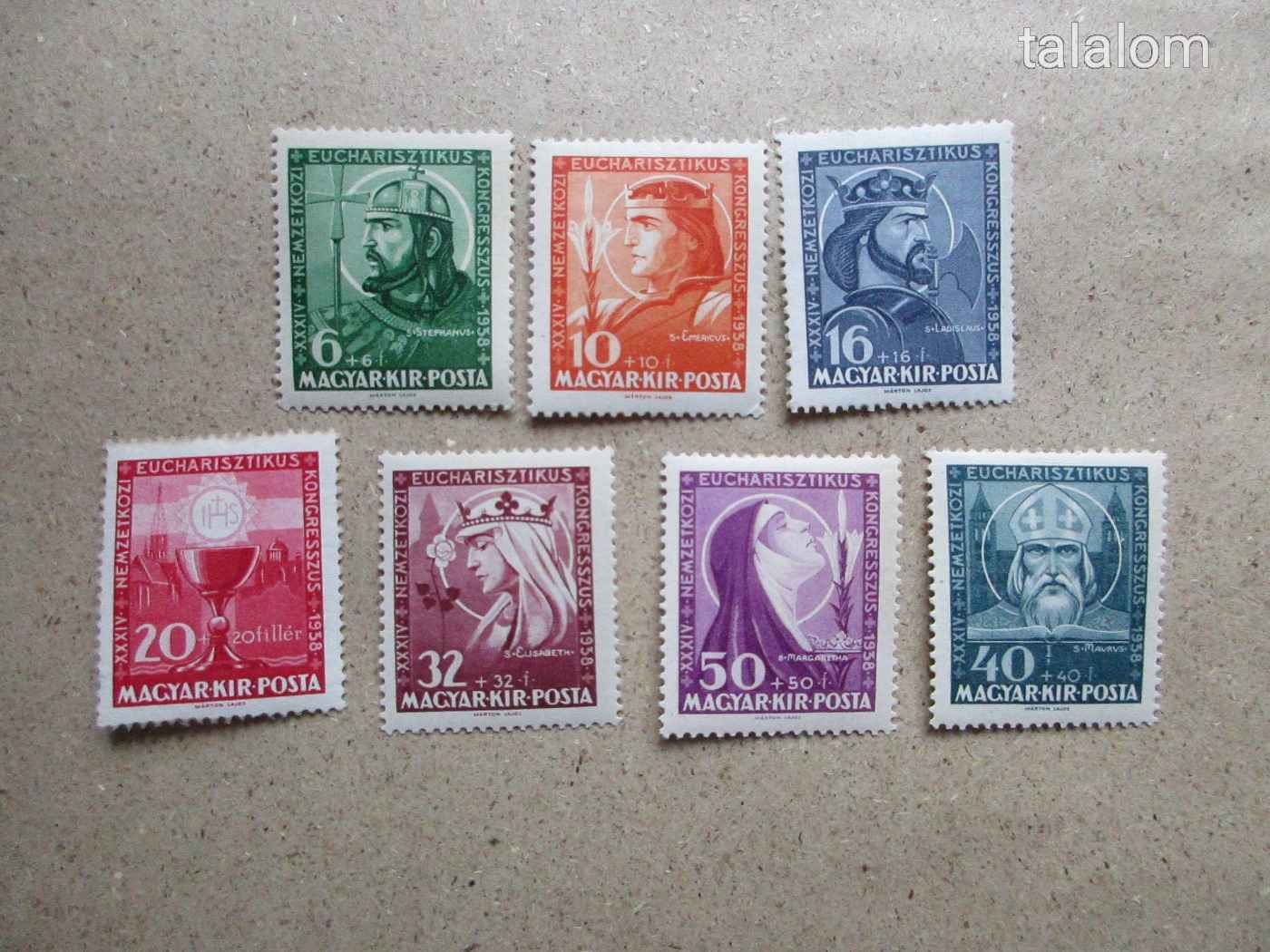 1938 eucharisztikus blokkbol kivett belyegek