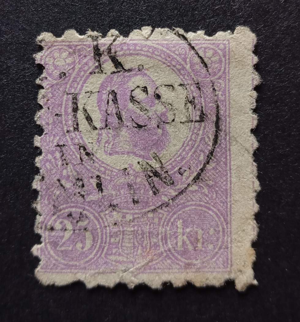 Magyarország 1871 Kőnyomat 25 Kr. (K.)K. (POST)-KASSE IN (SE)MLIN Ryan 800 beszakadás  A