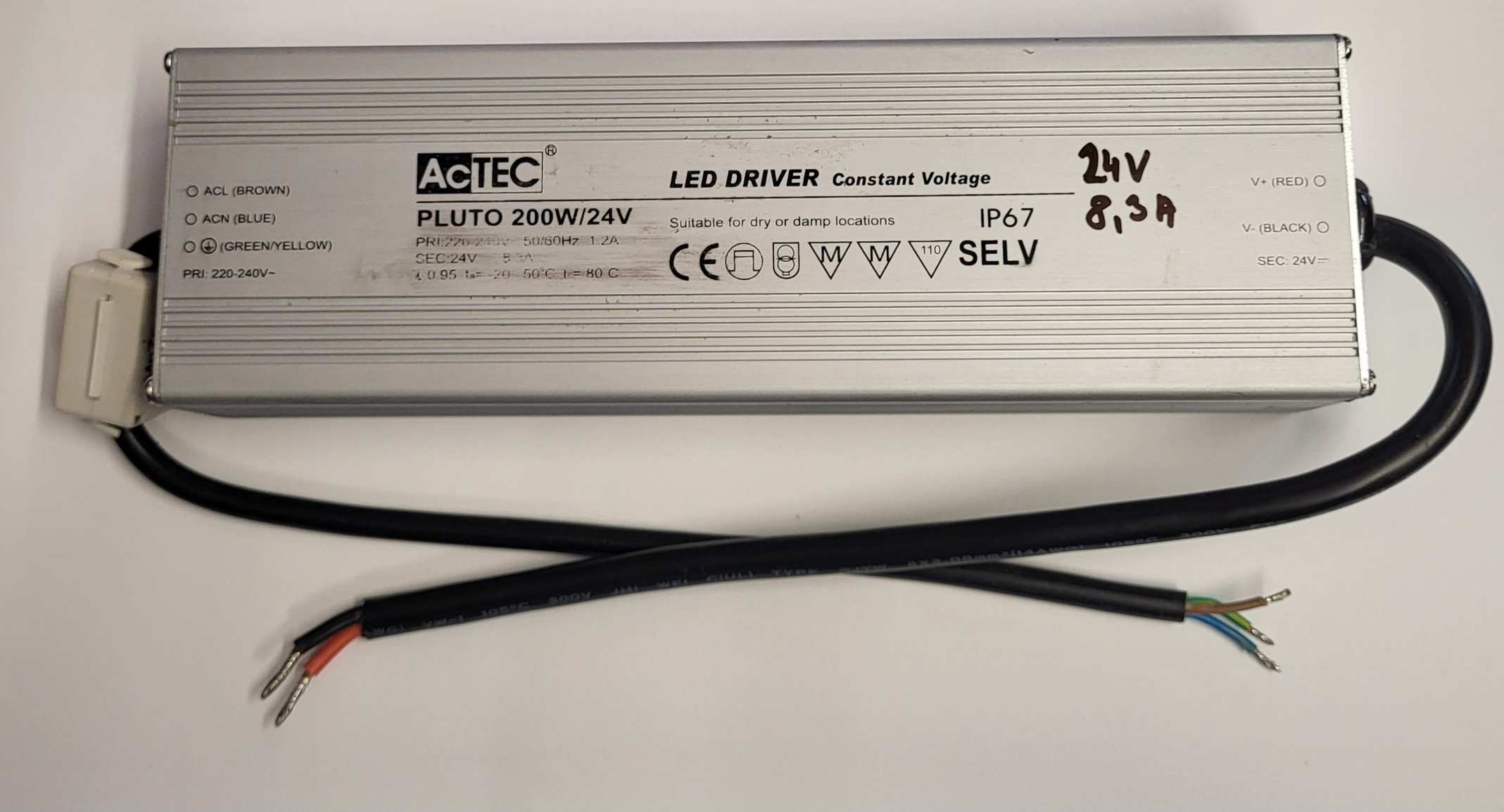 Tápegység LED DRIVER, ACTEC PLUTO 200W  (DC24V  8,3A)
