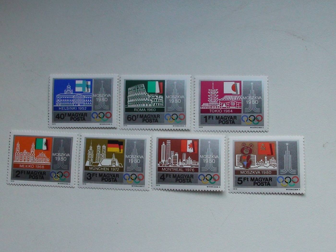 OLIMPIA  MOSZKVA 1980 7 bélyeg 1979. HELSINKI 1952, RÓMA 1960, TOKIÓ 1964, MEXIKÓ 1968,...