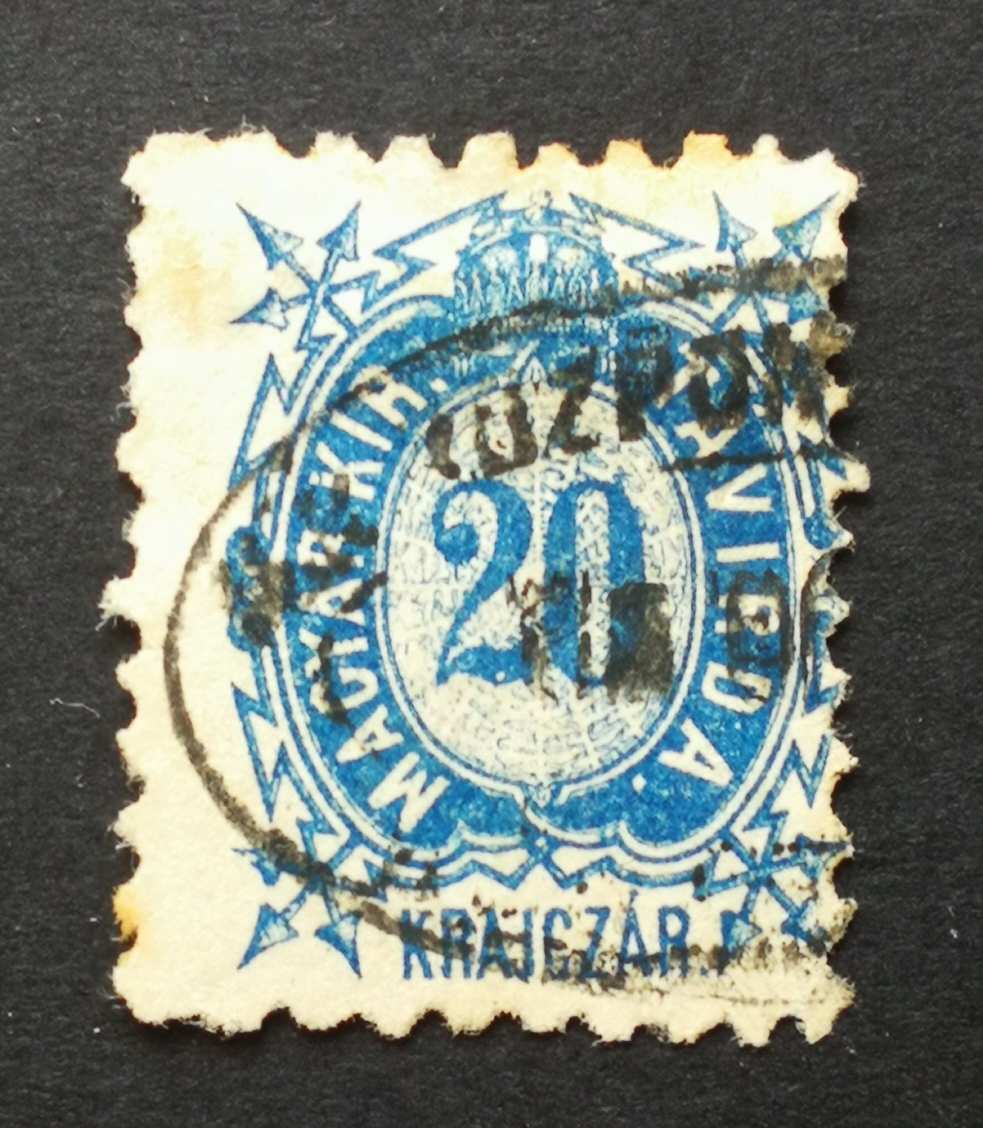 Magyarország 1873 Távirda kőnyomat 20 Kr. K.K. KÖZPON... enyhe barnulás H