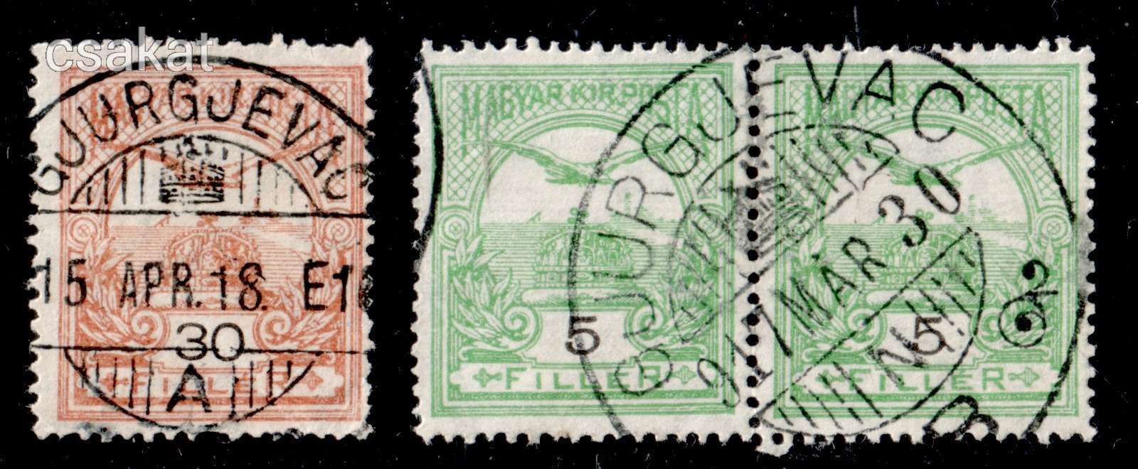 1913 turul GJURGJEVAC A + B szép pántolt bélyegzések Márfai - Szép 8 pont (c61)