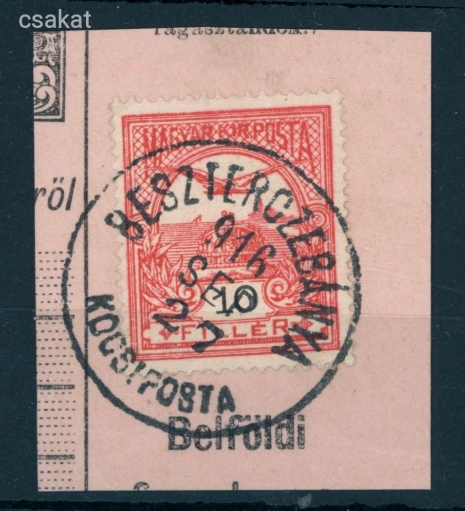 1913 turul luxus BESZTERCZEBÁNYA / KOCSIPOSTA bélyegzés Zólyom Slovakia Gudlin 25p (e26)