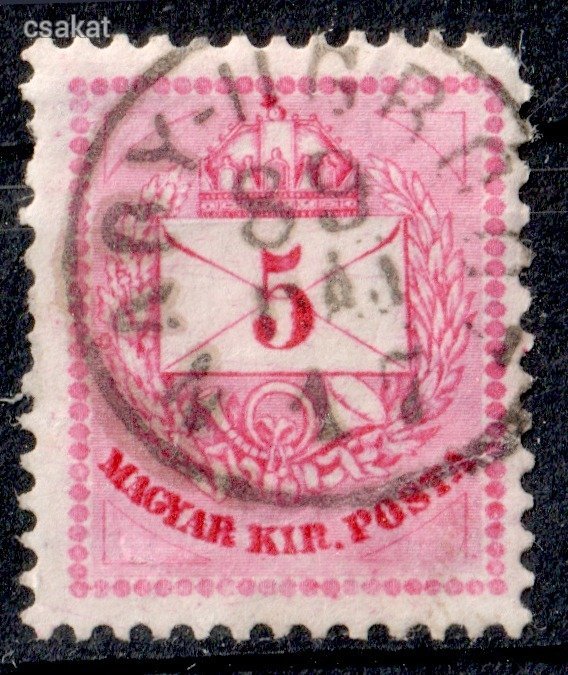 1881 színesszámú krajcáros NAGY-UGRÓCZ bélyegzés Felvidék Slovakia Gudlin E3.20 / 80p (d36)