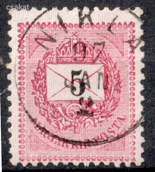 1889 feketszámú krajcáros NIKLA bélyegzés Somogy Gudlin E3.20 / 80 pont  (d37)