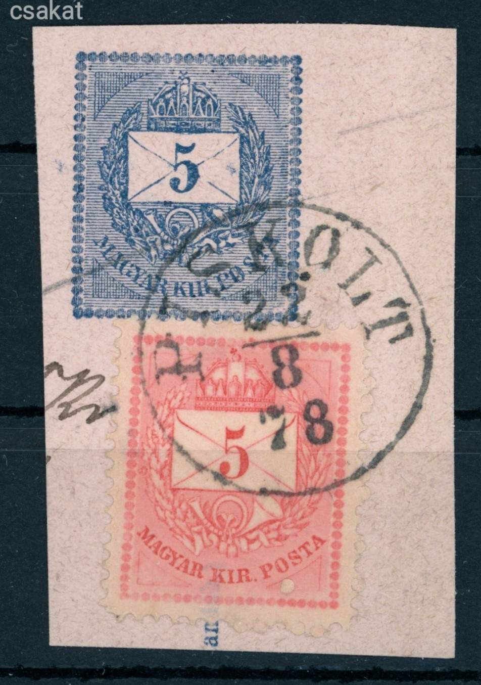 1874 krajcáros PISKOLT lebélyegzés Bihar Romania Gudlin E3.12 / 80 pont(e41)