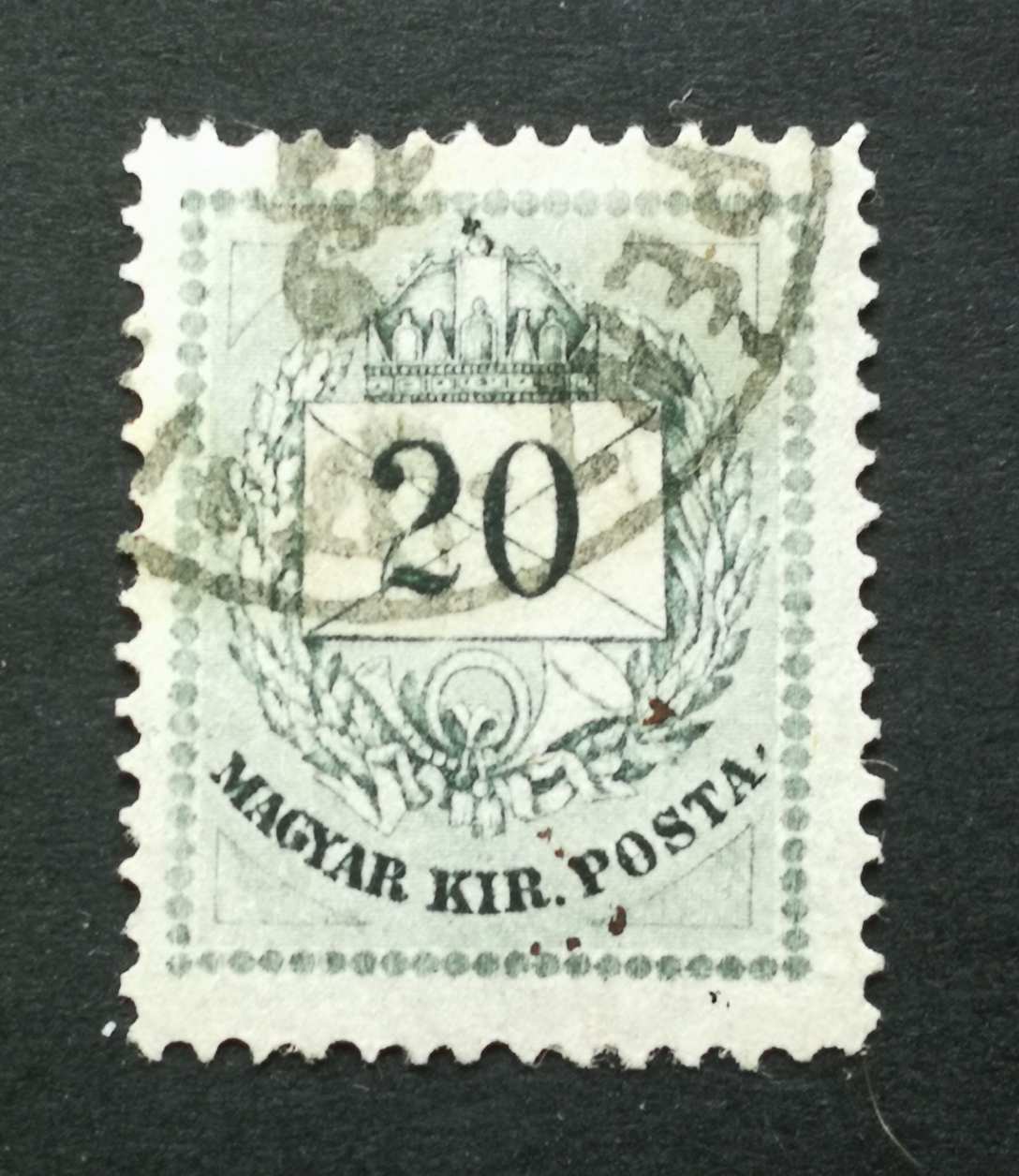 Magyarország 1874 Színesszámú krajcáros 20 Kr apró elvékonyodás H