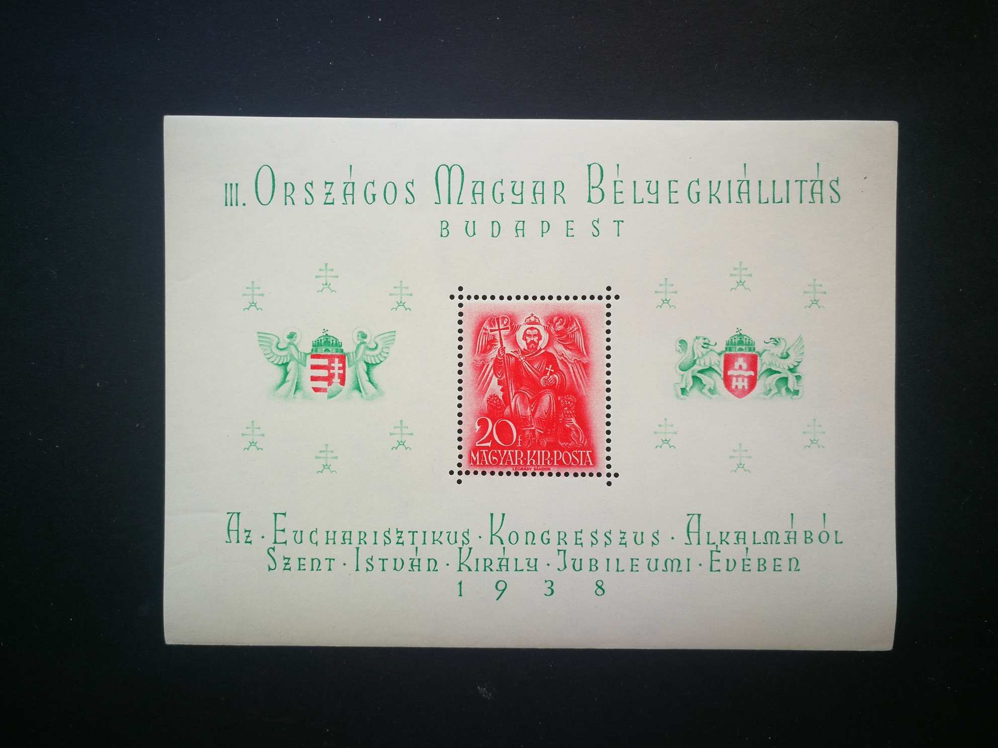 Magyarország 1938 ORBÉK blokk ** kisebb gumitörések D