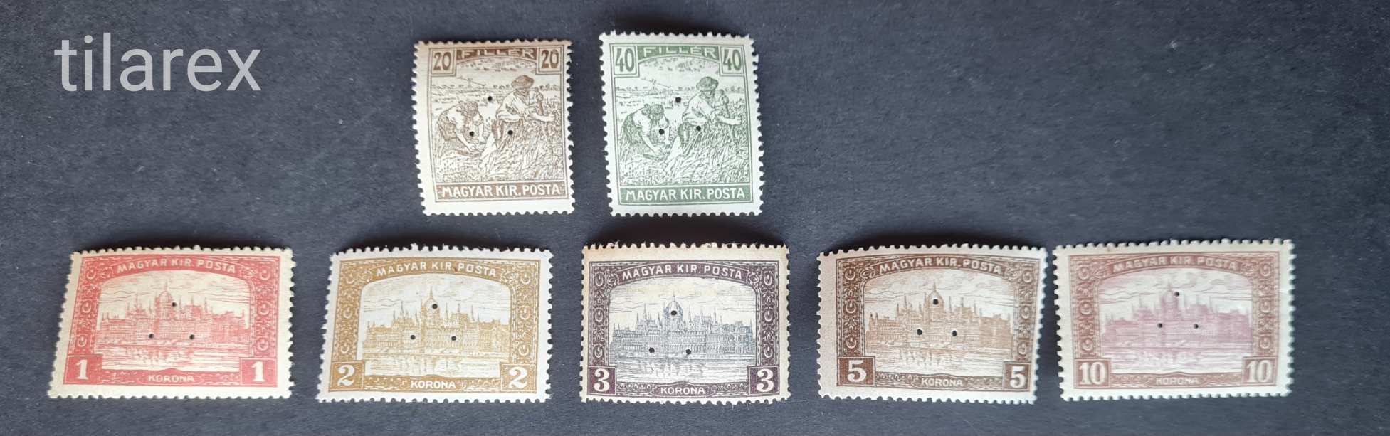Magyar Bélyeg 1916 Arató-Parlament MBK 221,224,228-32