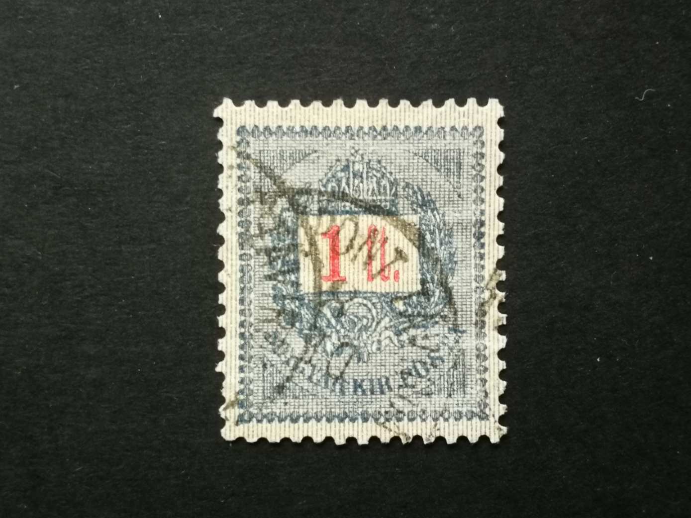 Magyarország 1889 Feketeszámú 1 Ft, E12:11 1/2 Központ Távírda G3