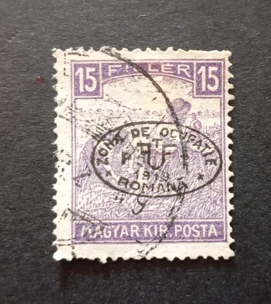 Magyarország 1919 Debrecen román megszállás Fehérszámú Arató 15 F pecsételt H