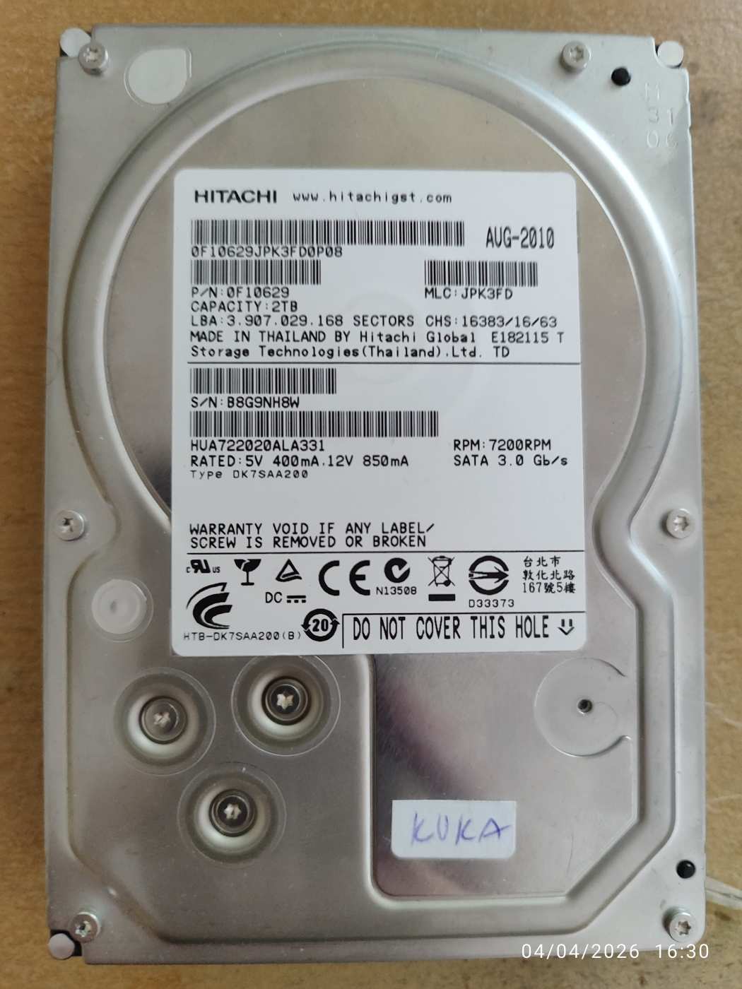 Hitachi 2TB HDD - hibás