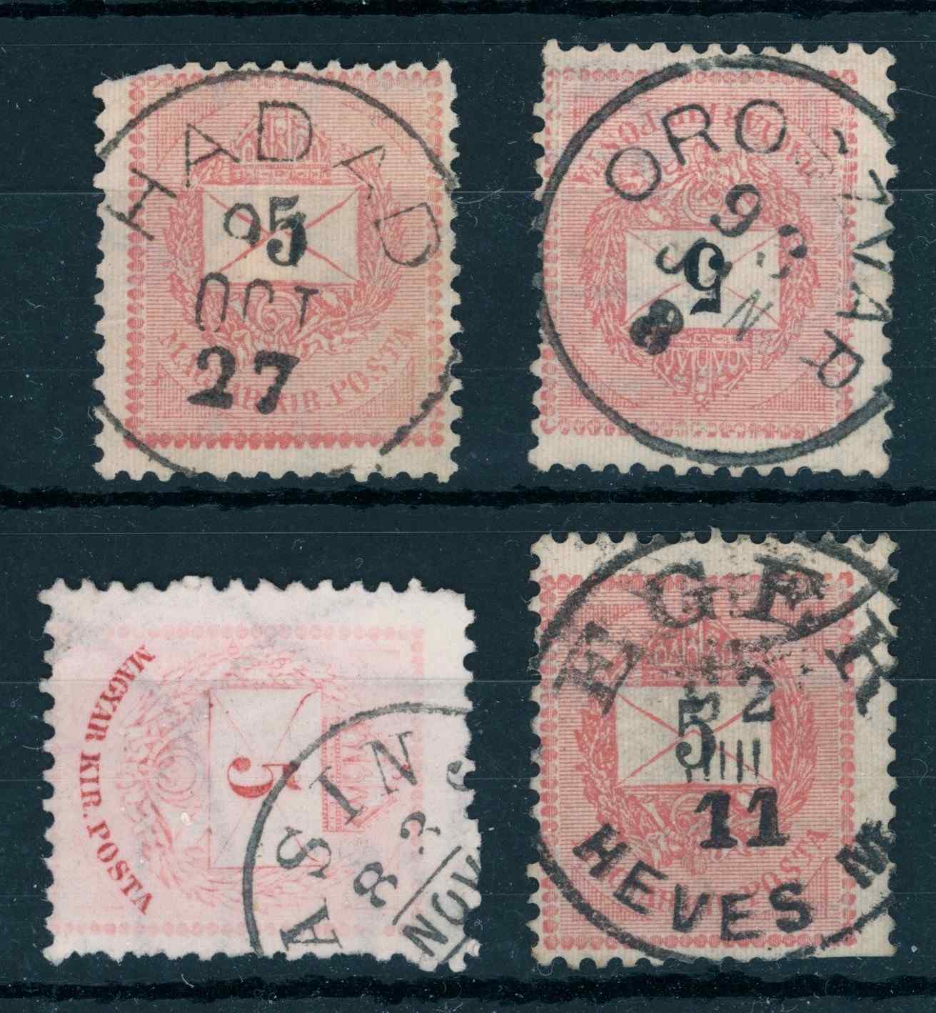 1881+ krajcáros bélyegzések HADAD + OROSZVÁR + RASINJA + EGER / HEVES M. Gudlin 210p (e80)