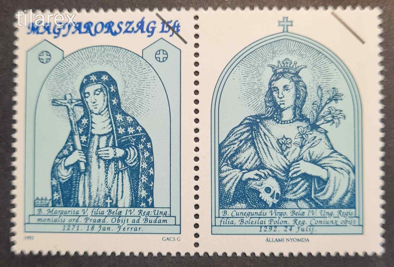 Magyar Bélyeg 1992 Szent Margit És Boldog Kinga ( MPIK  4153 **  )  MINTA