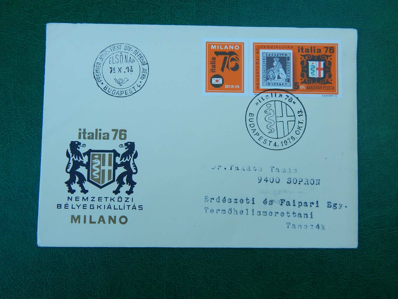 FDC 1976. ITALIA (I.) - Nemzetközi Bélyegkiállítás, Milánó, bélyegkép: Toscana Mi 1. - címér