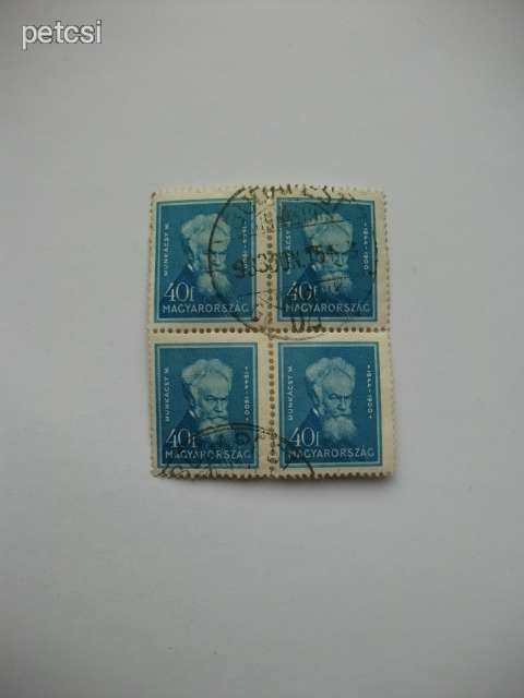 Magyar bélyeg arcképek 40 f 1932 4-es tömb / négyes tömb Budapest bélyegzéssel