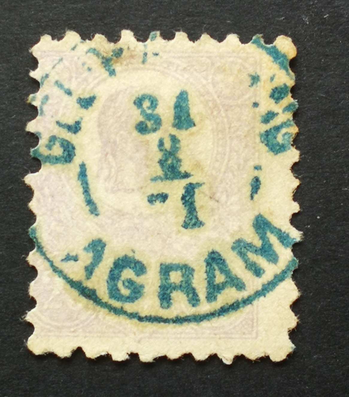 Magyarország 1871 Kőnyomat 25 Kr GELD-ANWSNG AGRAM D3.5 kék bélyegzés Gudlin 350 H