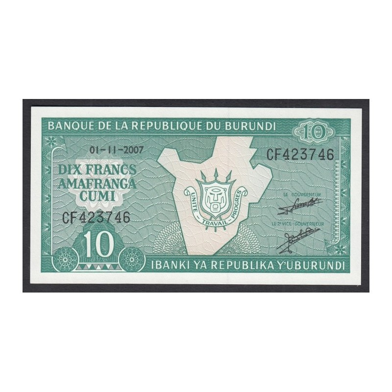 Burundi, 10 francs 2007 UNC