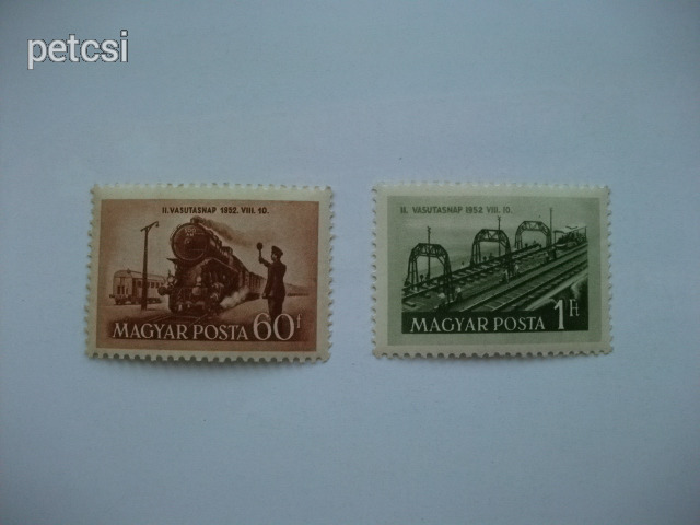 Magyar bélyeg / bélyegsor vasutasnap 1952
