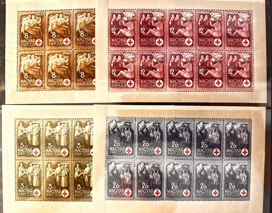 1942 VÖRÖSKERESZT I. KISÍVSOR BÉLYEG ÍV SOR*
