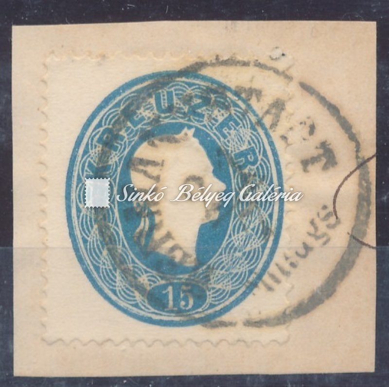 1861. Könyvnyomat dombornyomással 15kr, HERMANNSTADT
