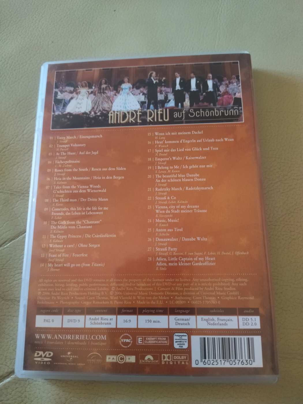 André Rieu At Schönbrunn Vienna dvd booklettel