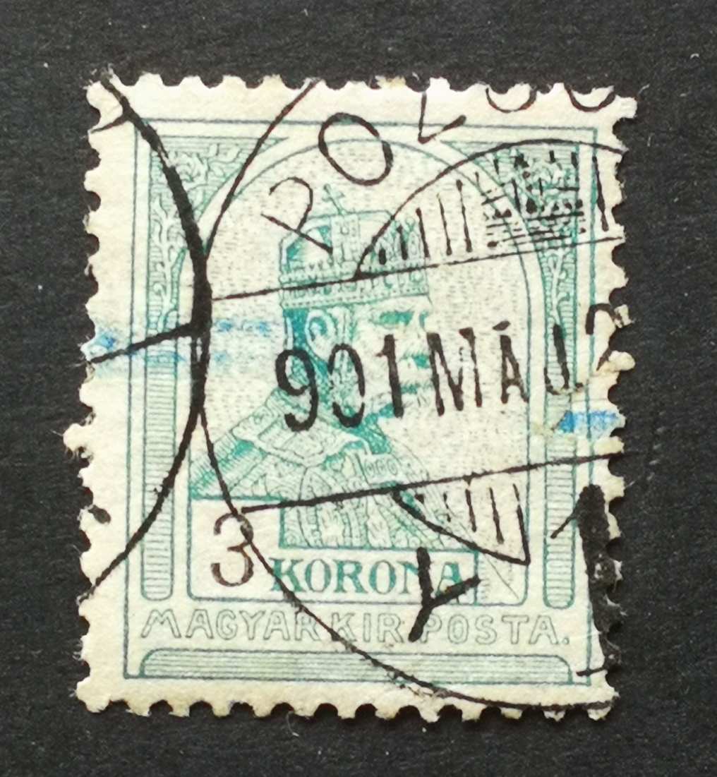 Magyarország 1900 Turul 3 K POZSONY hiány, javított H