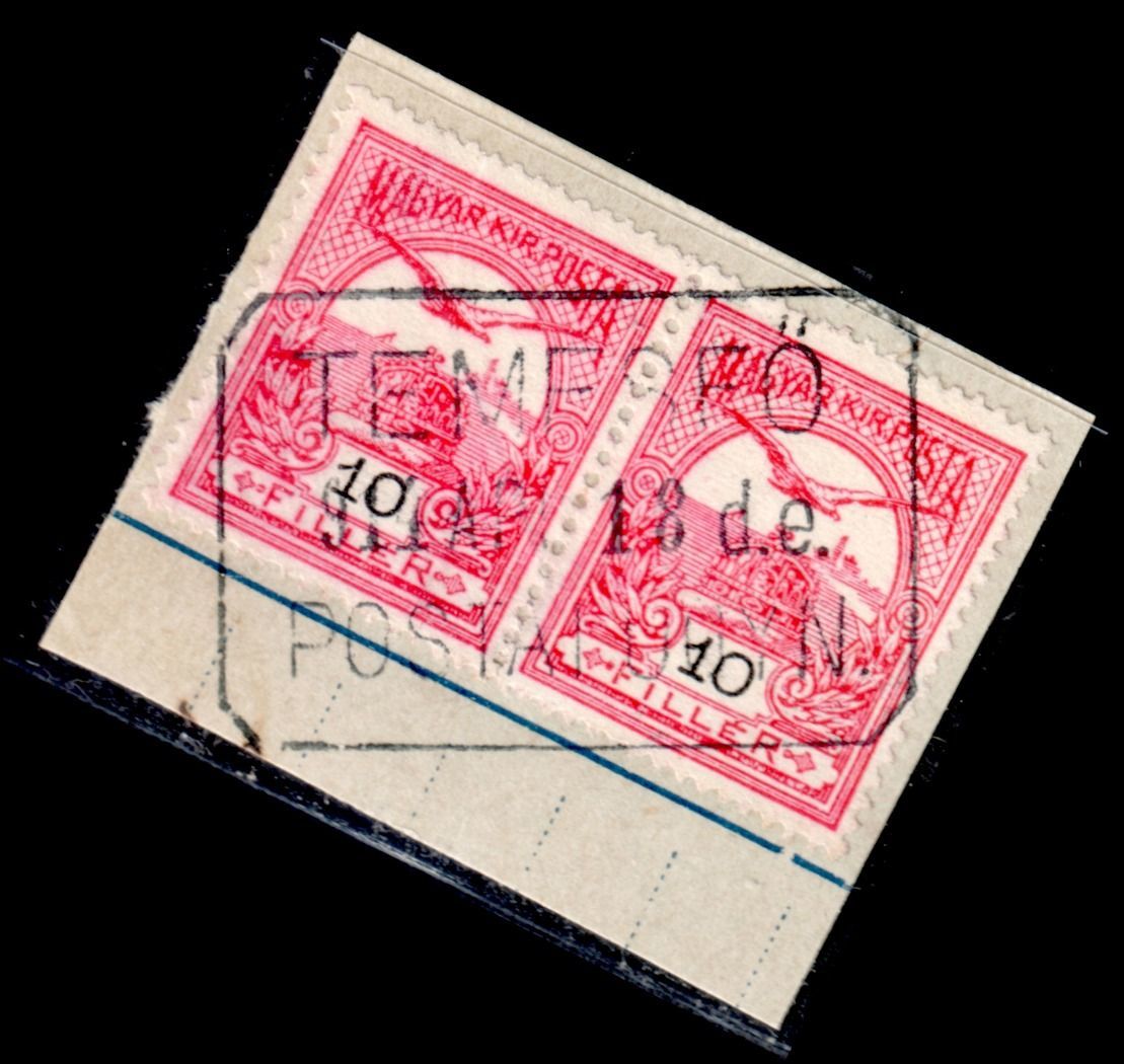1909 turul TEMESFŐ postai ügynökség bélyegzés Bánság Romania MPPFB PÜ10 / 200 pont (c55)