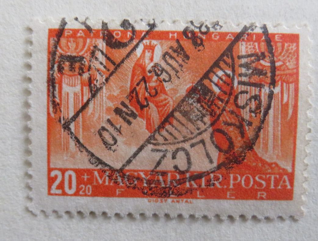 Magyarország, 1938 Szent István, Miskolc, pecsételés 1933 kisegítő, vízjel négyszeres kettőskereszt