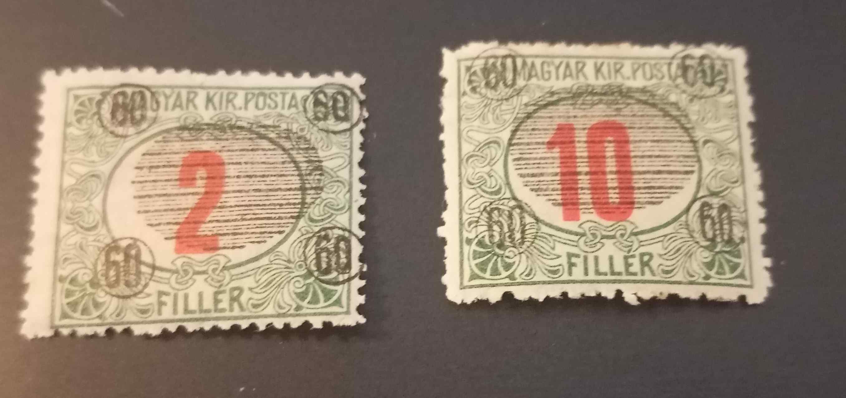 Magyarország 1919 Temesvár szerb megszállás Pirosszámú Portó 2 érték falcos H